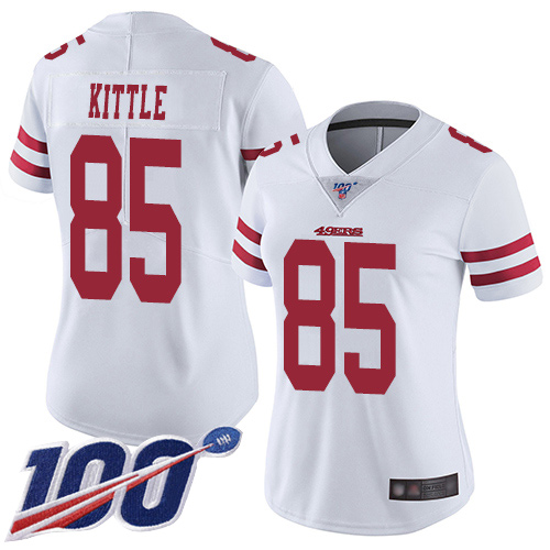 San Francisco 49ers Limited White Women George Kittle Road NFL Jersey #85 100th Season Vapor Untouchable->youth nfl jersey->Youth Jersey